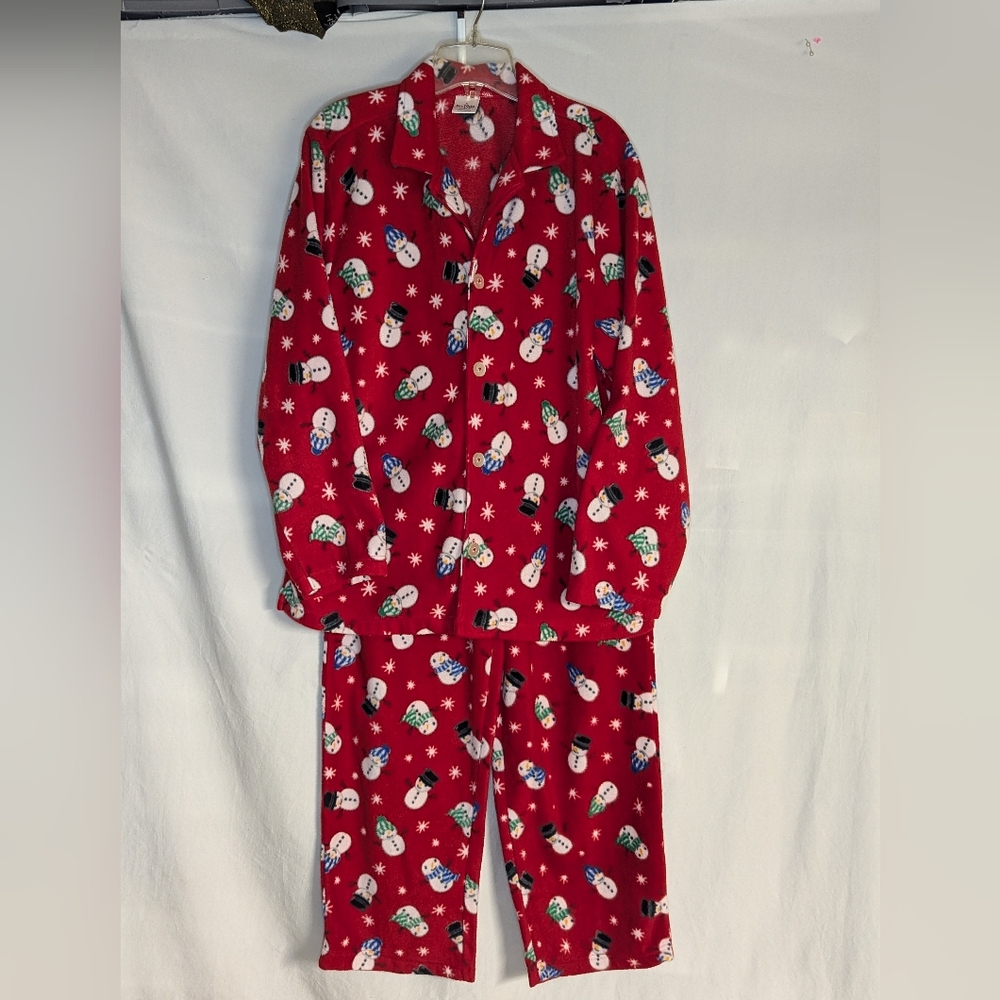 Est 1989 Place holiday pajama set red with white snowmen sz S unisex